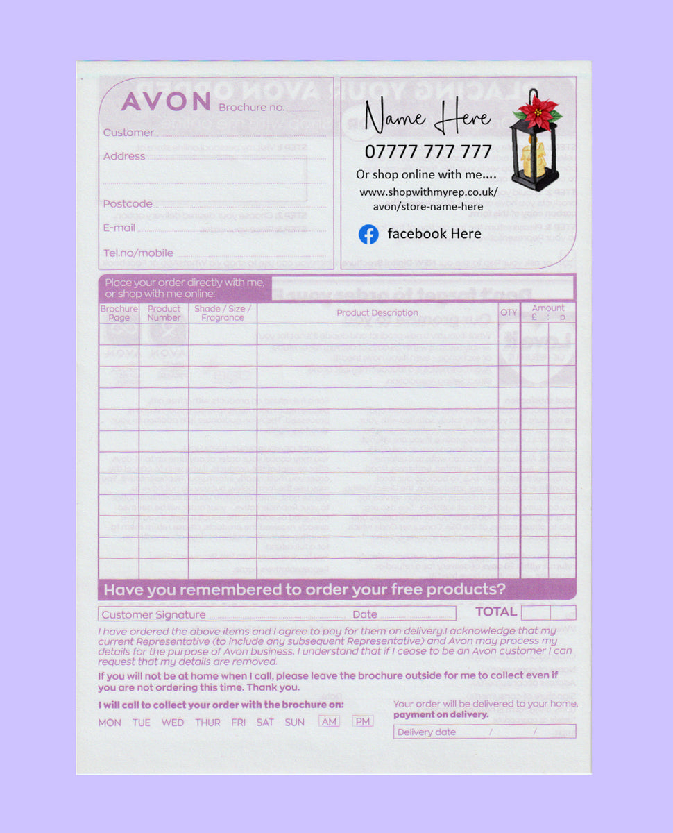 #1584 - Avon Order Form - Downloadable File - Print at home – Cre8ive