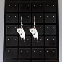 #8013 - Cat Earrings - White & Grey